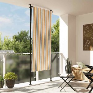 Outdoor Roller Blind Yellow and White 120x270 cm Fabric and Steel