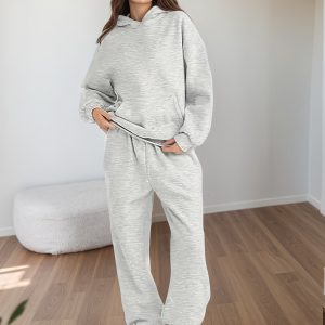 2025 Large Size New 2 Piece Outfits Lounge Hoodie Sweatsuit Sets Oversized Sweatshirt Baggy Fall Fashion Sweatpants With Pockets