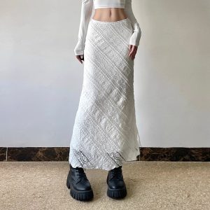 French Elegant Lace Jacquard Twill Skirt