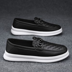 Fashion Retro Men's British Style Low-top Slip-on Small Leather Shoes
