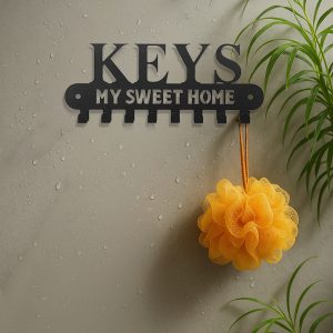 Sweet Home' Key Holder With Wall-Mounted Coat Rack-Metal ,Entryway Storage Rack