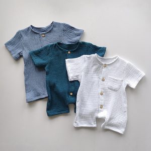 Fashion Casual Infant Summer Short-sleeved Rompers