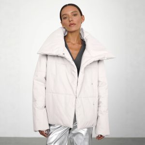 New Asymmetric Hidden Hook Warm Turtleneck Cotton-padded Jacket