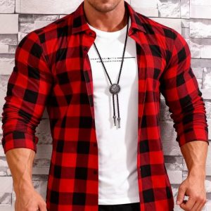Teenage Men's Checked Long-sleeved Casual Shirt