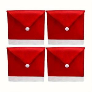 Christmas Chair Covers, Santa Claus Hat Slipcover Xmas Chair Back Cover For Christmas Din