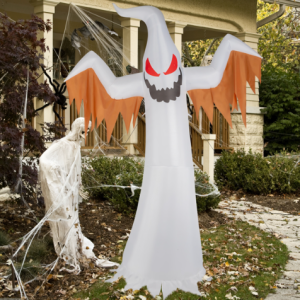 12ft 4pcs LED Lights Giant Scary Ghost Flames And Flashing Red Eyes Inflatable Halloween Decoration