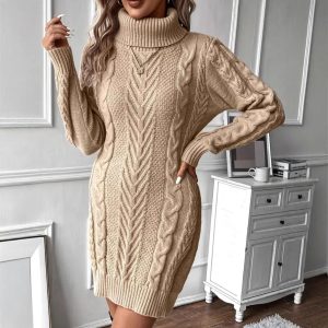 Twist Elegant Fashion High Collar Women's Plus Size Dress