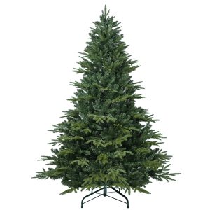 Artificial 6.5ft Green Christmas Tree With 2225 PE PVC Mixed Branch Tips, Steel Wire, Hinged Premium & Foldable Base For Indoor Holiday Decorating