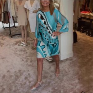 Printed Fashion Casual Round-neck Long-sleeved Dress