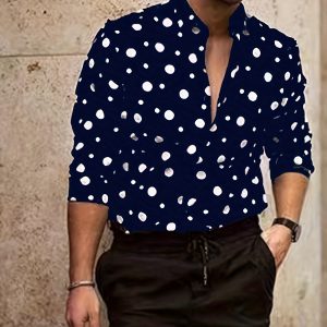 A Casual And Versatile Long-sleeved Shirt With Polka Dot Prints For Teenagers And Men