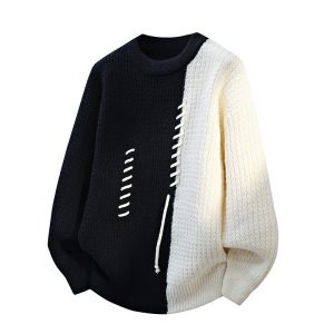 Fashion Round Neck Sweater Pullover Loose Sweater Men's Thickened Thermal Bottoming Shirt