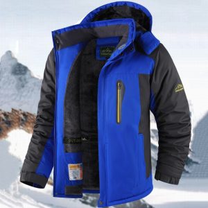 Fleece-lined Thick Jacket Men's Winter Mid-length Cotton-padded Coat