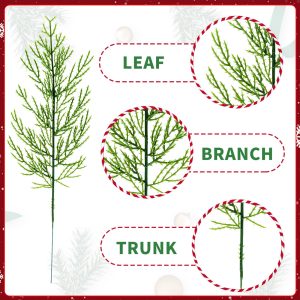 60 Pieces Artificial Pine Branches, Artificial Cedar Stems And Artificial Snow Pine Branches For Christmas Decoration Christmas Picks For DIY Garland Craft Family Kitchen Holiday Decoration Clearance