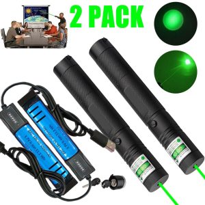Green Laser Pointer Pen Light 9900Mile Strong Visible Beam Lazer AAA Torch 532nm USB Rechargeable Flashlight