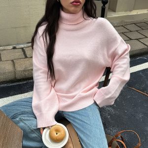 Y2g Hot Girl Turtleneck Woolen Long-sleeved Sweater For Women