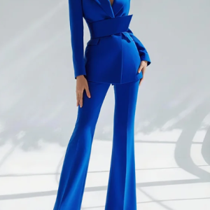 Sapphire Blue Suede Vintage 2-Piece Suit