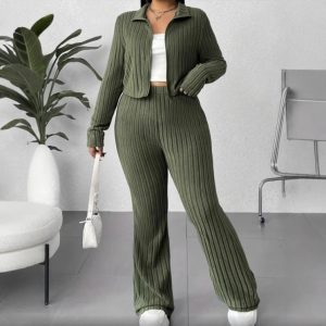 Women's Turtlenecks Wide Leg High Waist Suit