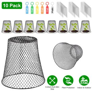 10Pack 9.25x9.25in Chicken Wire Cloches Plant Covers Metal Garden Cages Heavy Duty Plant Protectors With 30 Stakes 20 Labels Keep Bunnies Chicken Squirrels Bird Out Indoor Outdoor