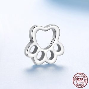 Cute Pet Paw Print S925 Sterling Silver Beads Warm