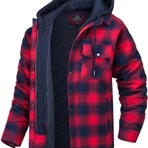 Thickened Plaid Long Sleeve Hooded Men's