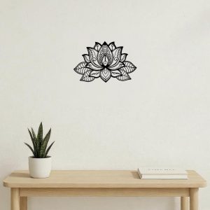 Boho Wall Art Decor,Mandala Metal Wall Hanging, Lotus Flower Design For Bedroom
