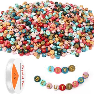 Multicolor Acrylic Alphabet Loose Bead, 4 X 7 Mm, 1900 Count