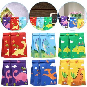 12 Paper Bags Of Little Dinosaurs, 24 Stickers 1 Set
