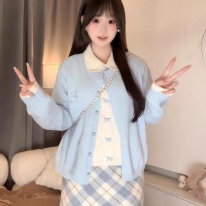 Women's Fake Two-piece Knitted Cardigan Sweater