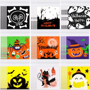 450 Pcs Halloween Cellophane Treat Bags  Self-sealing Clear Candy Cookie Bags Pumpkin Ghost Black Cat Skull Trick Or Treat Bags For Halloween Birthday Trick Or Treat Party Favors Supplies