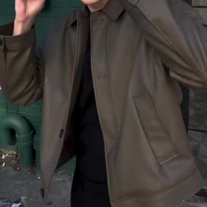 Men's Casual Long-sleeved Leather Jacket