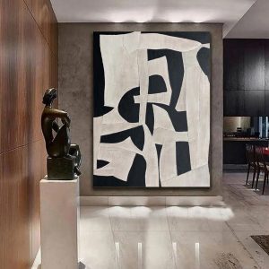Handmade Oil Painting Canvas Wall Art Decoration Modern Abstract Black White Texture Minimalist For Home Decor Rolled Frameless Unstretched Painting
