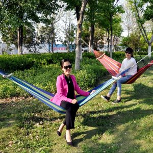 Canvas Swing Camping Single Double Portable Striped Buckle Hammock