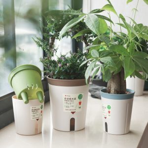Plastic Flower Pot Creative Double-layer Water Storage Self-absorbent Plant Flowerpot
