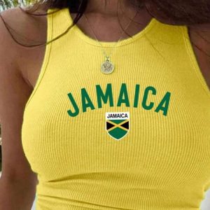 Yellow Vest Printed T-shirt Women's Top