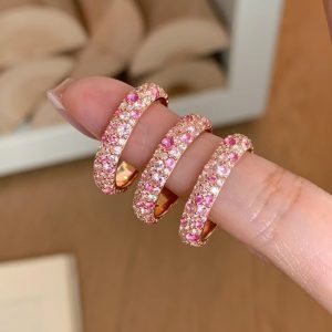 Diamond Dense Inlaid Stacked Ring Elegant Light Luxury