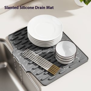 Countertop Slope Diversion Silicone Draining Pad Kitchen Heat Insulation Drying Mat