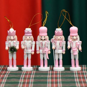 13CM Nutcracker Soldier Puppet Set Five Garland White