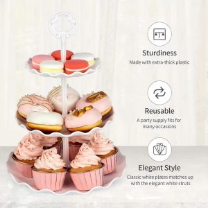 10-piece Cake Stand Set Includes 3 Double-tier Cupcake Stands, 3 Three-tier Cupcake Stands, And 4 Appetizer Trays. Perfect For Birthdays, Weddings, And Other Parties.
