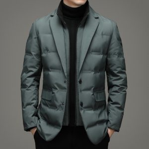 Winter Men's Cold-proof Down Jacket Coat Suit Scarf Collar