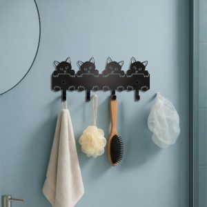 Cat Metal Keychain - Cute Wall Mounted Key Holder, Entryway Organizer Hooks