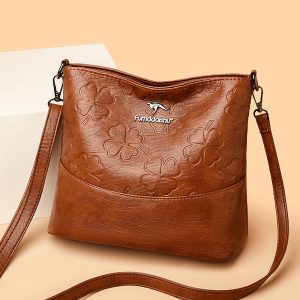 Soft Leather Bucket Bag Women's New Fashion Leather Embossed Large Capacity