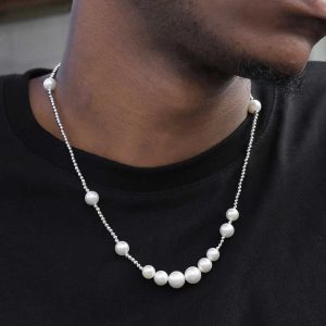 S925 Sterling Silver Natural Pearl Necklace Unisex