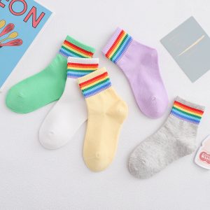 Spring And Summer Thin Cute Smiley Face Cotton Middle Tube Boys And Girls Fashion All-matching Socks