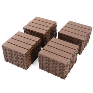Plastic Interlocking Deck Tiles,44 Pack Patio Deck Tiles,12x12 Square Waterproof Outdoor All Weather Use, Patio Decking Tiles For Poolside Balcony Backyard, Brown