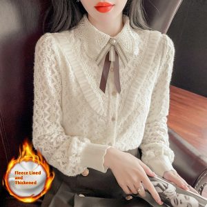 Lace Bottoming Shirt Women's Fashion Relaxed-fit Doll Collar Slimming