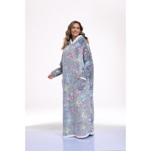 Oversized Wearable Hooded Blanket With Print Glow In The Dark Long Size-59in Sherpa Warm Sweatshirt For Women