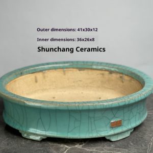 Shallow Basin Crackle Glaze Oval Rectangular Basin Garden Bonsai Jungle Basin