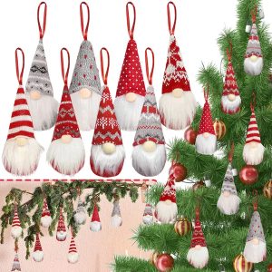 8 Packs Christmas Gnomes Ornaments Handmade Swedish Gnome Plush Xmas Tree Hanging Decorations Cute Scandinavian Santa Elf For Holiday New Year Home Decor