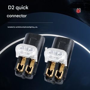 LED No-Solder No-Strip Terminal Block With Locking Mechanism 2P D2 Interchangeable Plug-and-Play Connector Power Cable Pairing