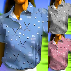 Casual Golf Printed T-shirt Polo Collar Top Women